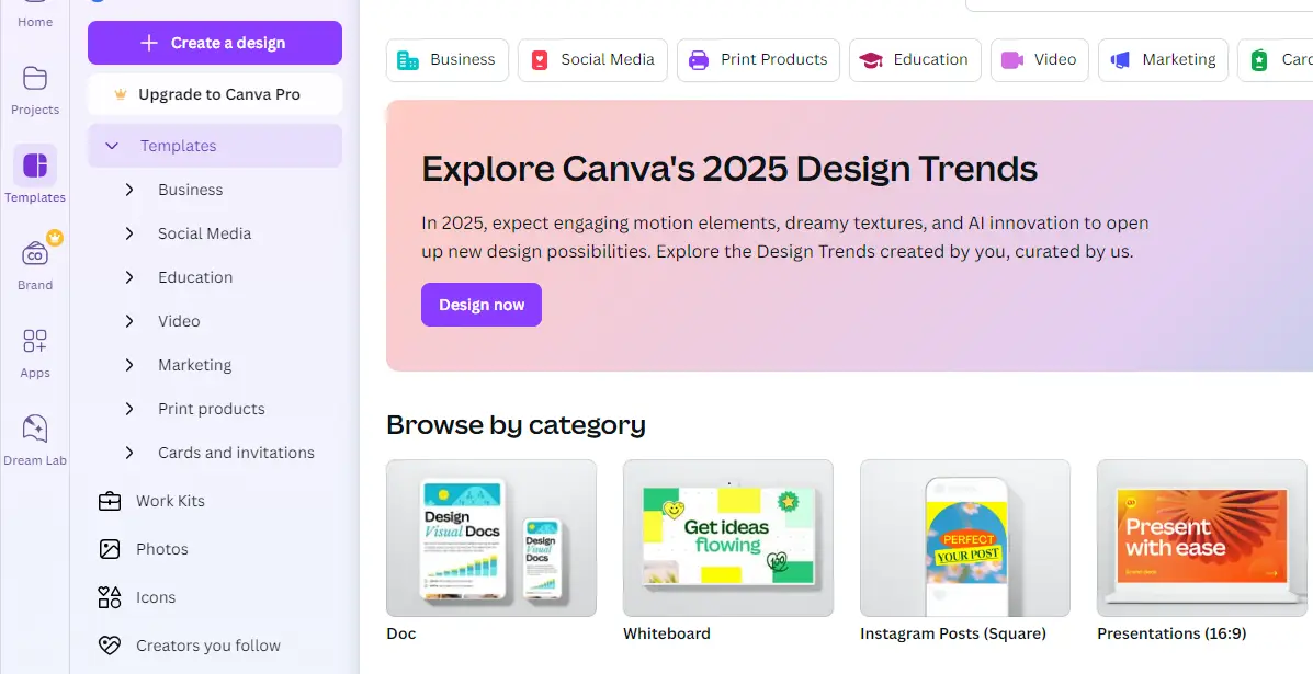 Explore the complete features available in Canva for your design needs