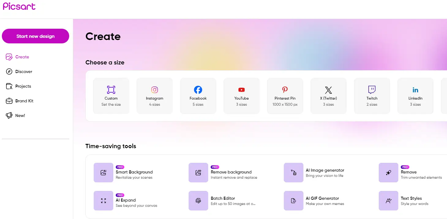 Examples of features you can use for free on PicsArt